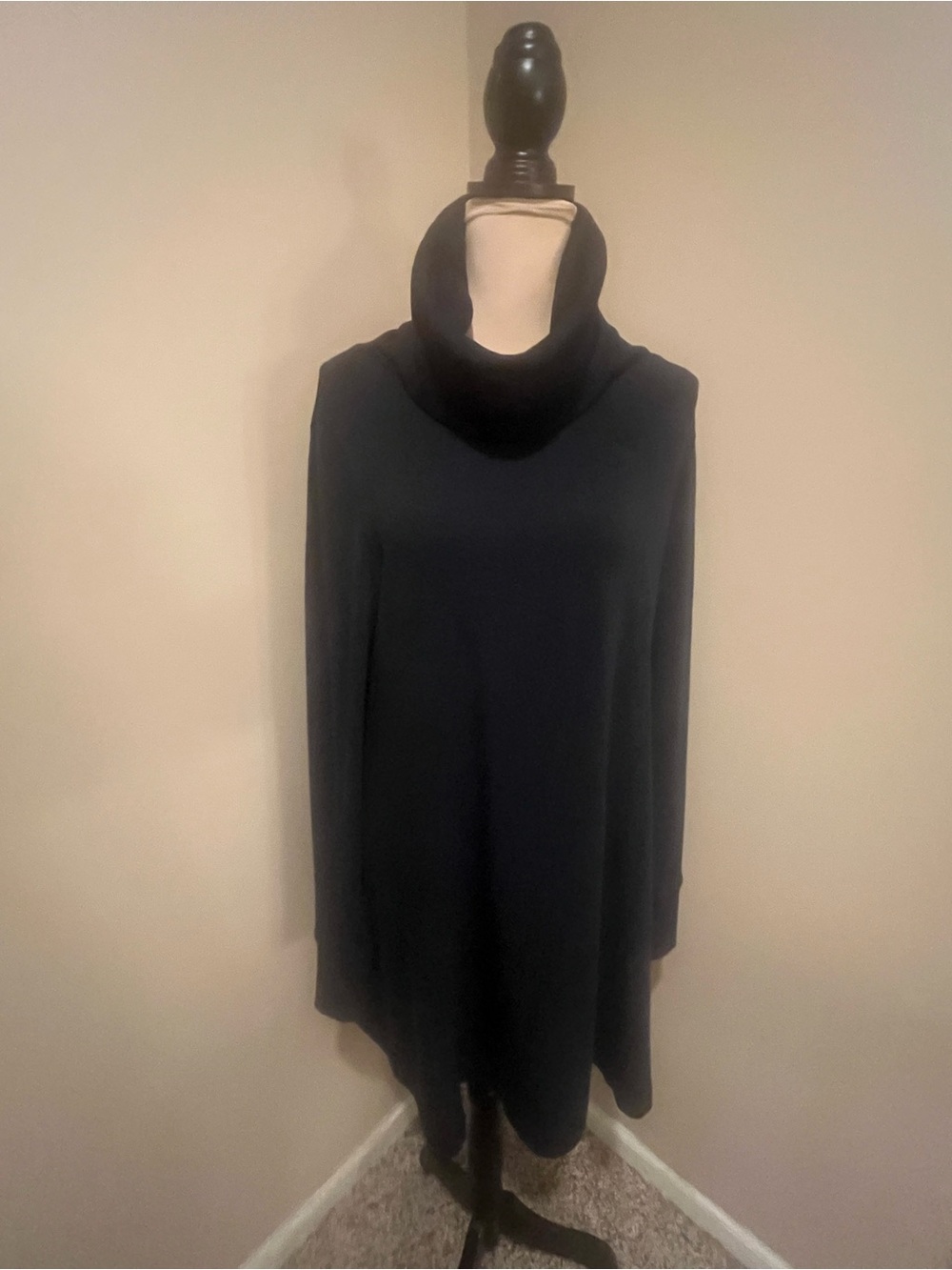 CAbi Black Cowl Neck A line Sweater Mini Dress, size M
